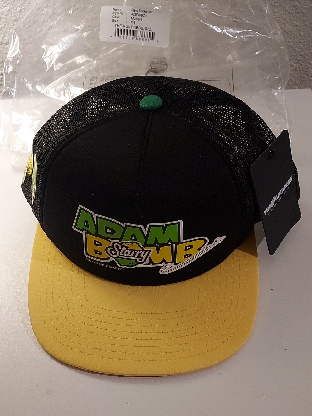 Starry Adam Bomb The Hundreds SnapBack Trucker Cap Adjustable Hat Black Yellow